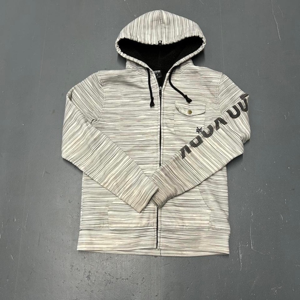 Vintage y2k Zoo York skater surfer striped fleece lined graphic zip up hoodie
